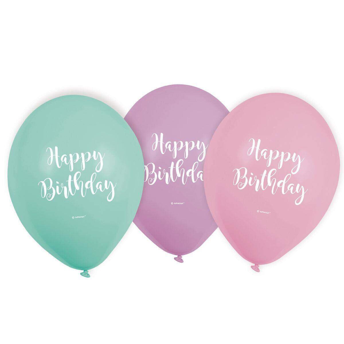 amscan 6 Latexballons Happy Birthday Pastel