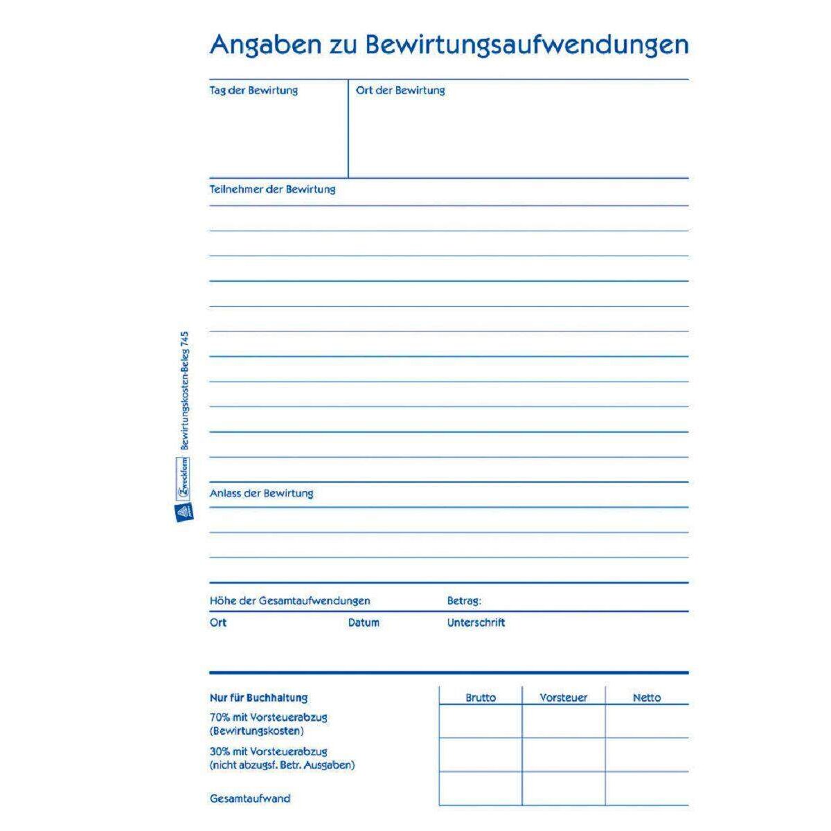 Avery Zweckform 745 Bewirtungskostenbeleg, A5, 50 Blatt