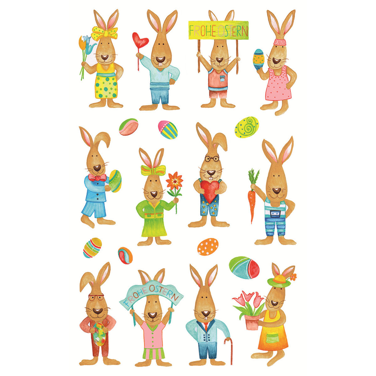 Avery Zweckform Z-Design 39156 Oster Sticker, Osterhasen, 2 Bogen/24 Sticker
