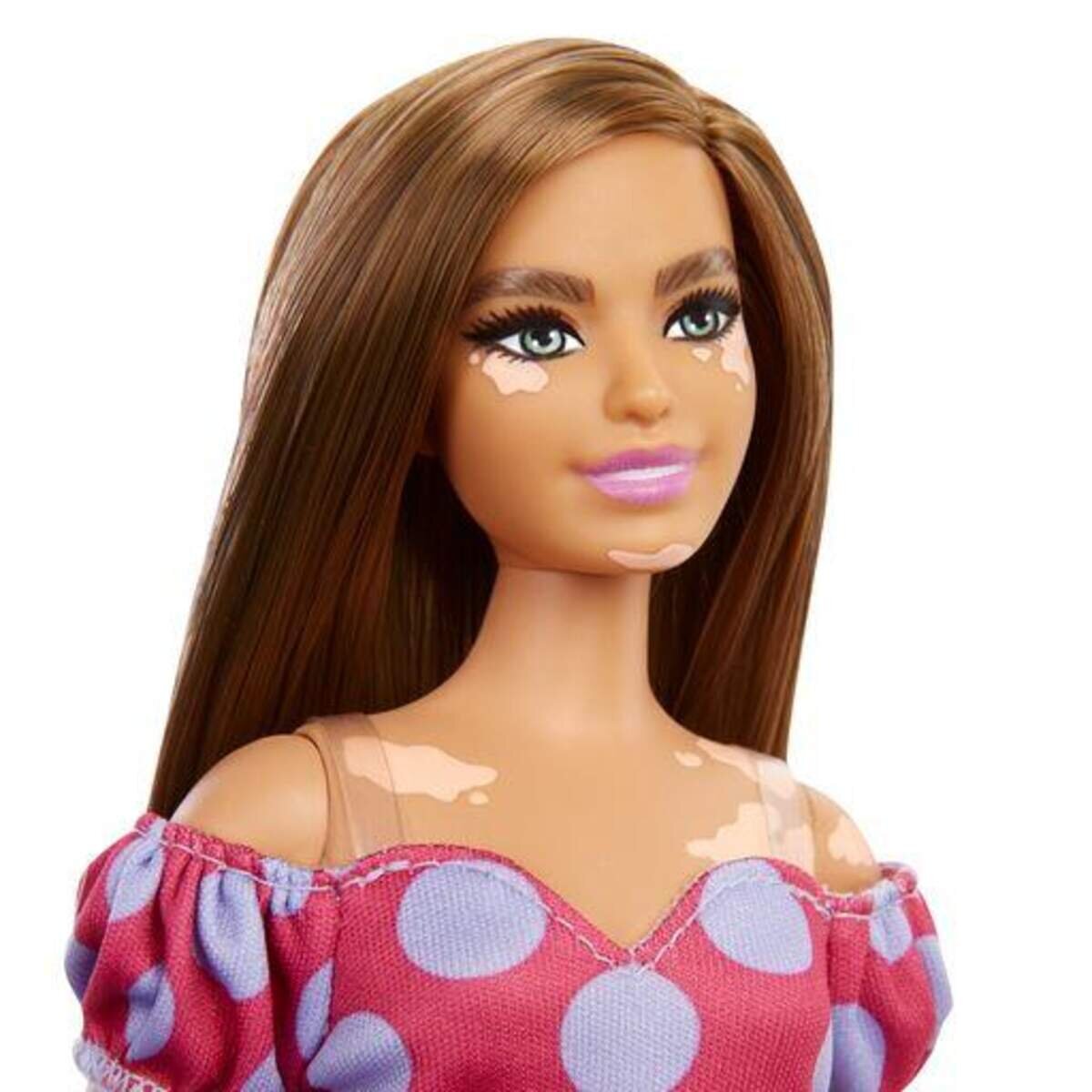 Barbie Fashionistas Puppe (Vitiligo) im schulterfreien Polka Dot Kleid