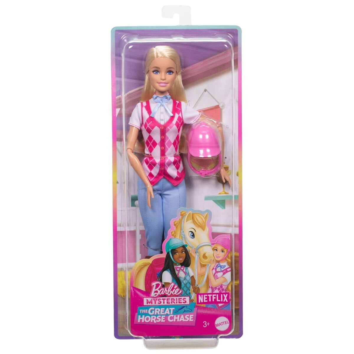 Barbie Mysteries: Das geheimnisvolle Pferdeabenteuer“ Barbie Malibu“ Puppe mit Reitkleidung und Zubehör