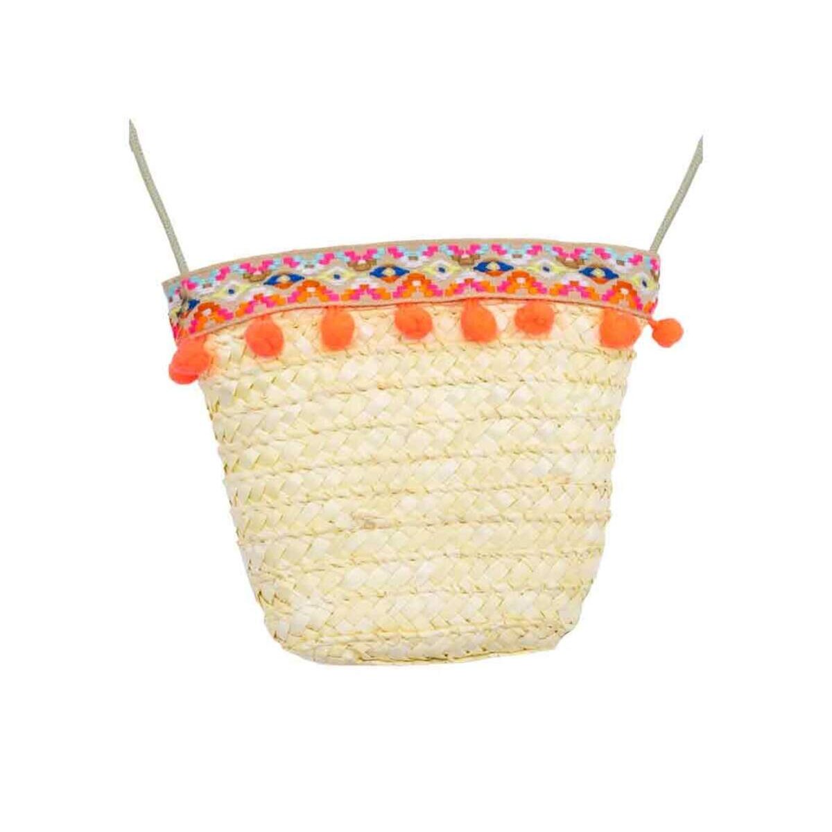 bb Klostermann Basttasche mit orangenen Bommeln weiß