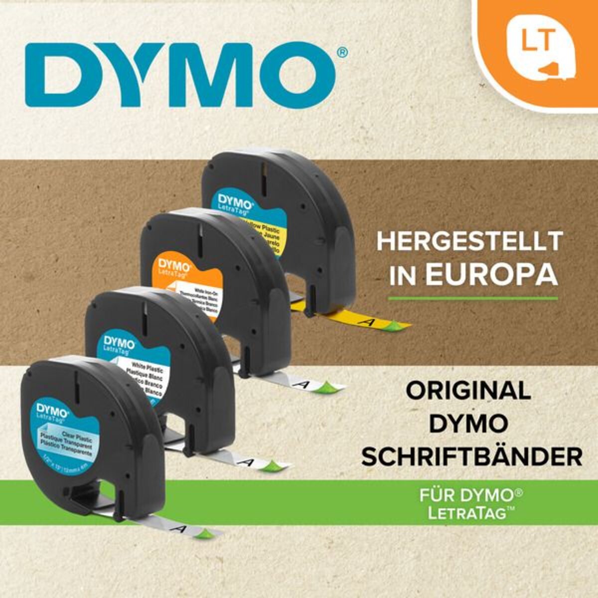 Dymo LetraTag Band aufbügelbar schwarz auf weiss, 12mm x 2 m