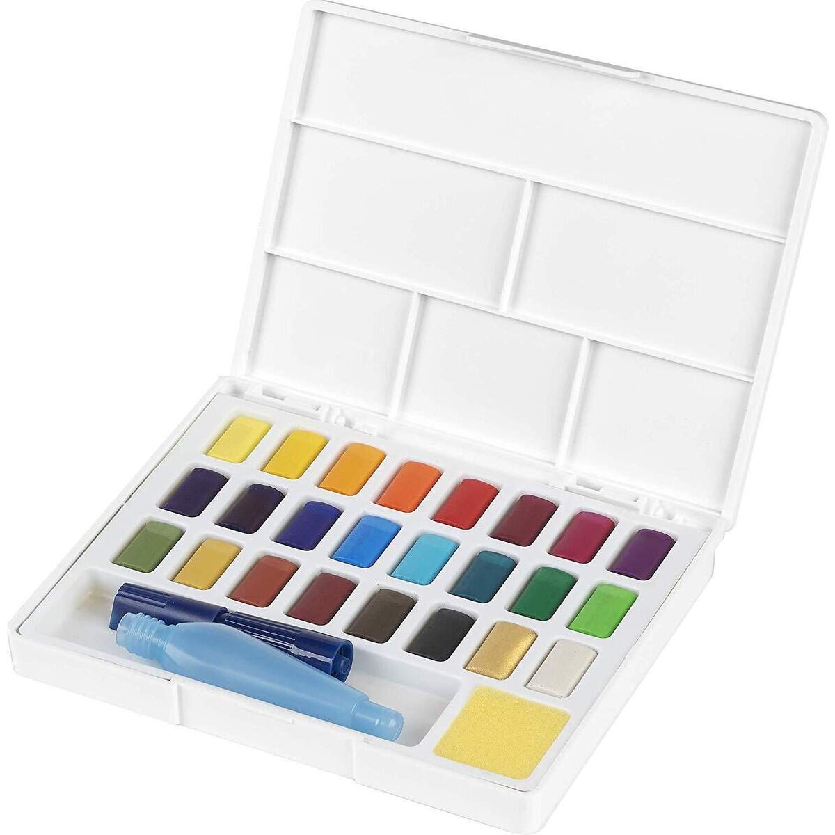 Faber-Castell Aquarellfarben in Näpfchen, 24er Etui inkl. Wassertankpinsel