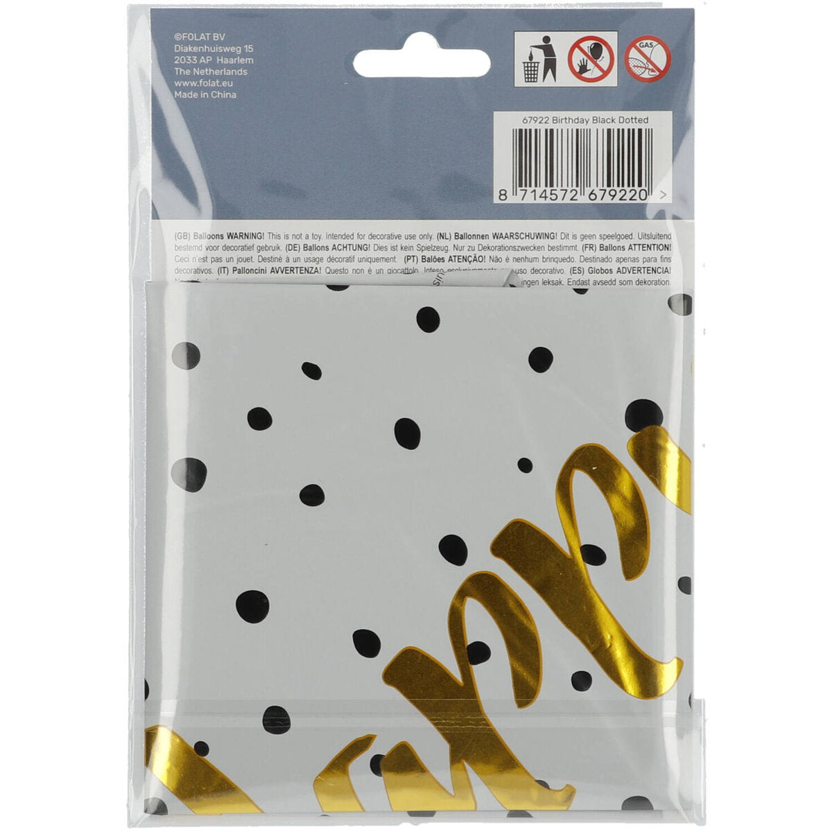Folat Folienballon Geburtstag Dots Schwarz - 45 cm