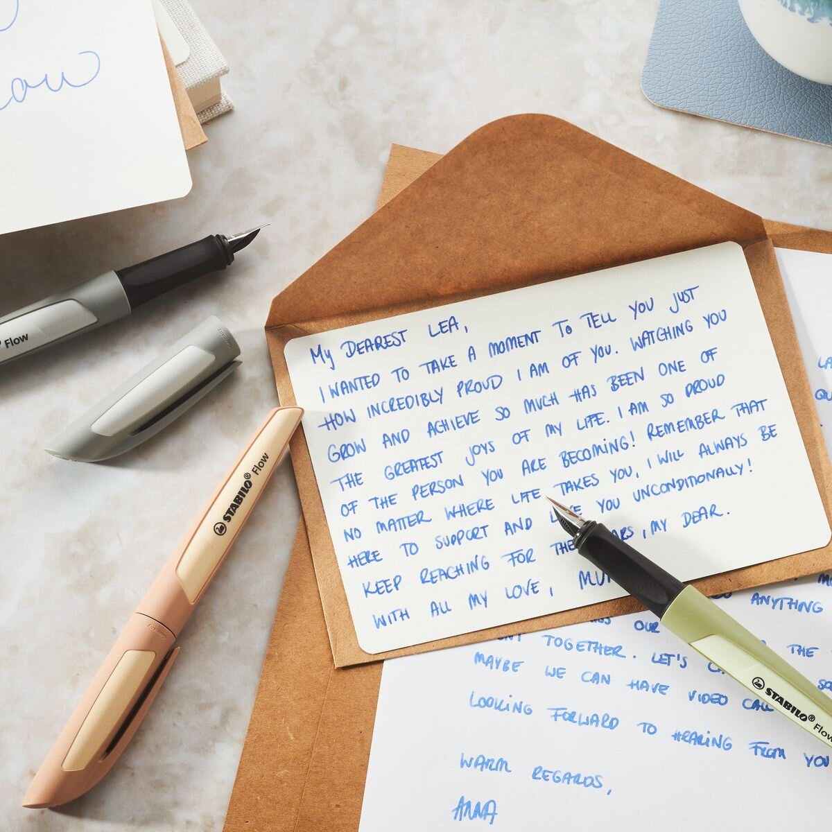 Füller - STABILO Flow MONOCHROME - khaki - inkl. Patrone