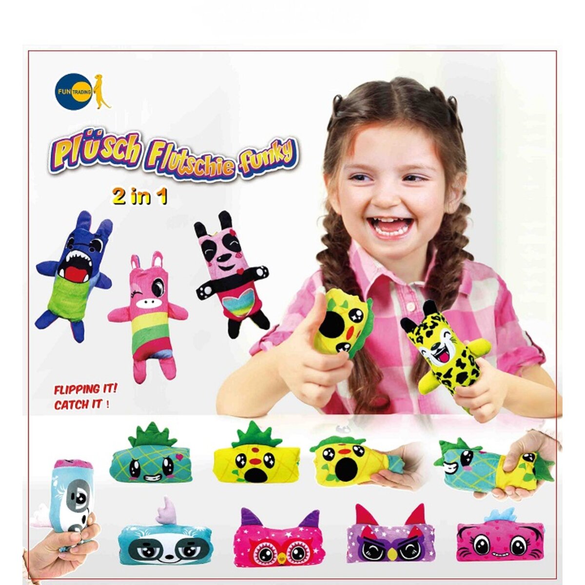 Fun Trading Plüsch Flutschie Funky, 1 Stück, 12-fach sortiert