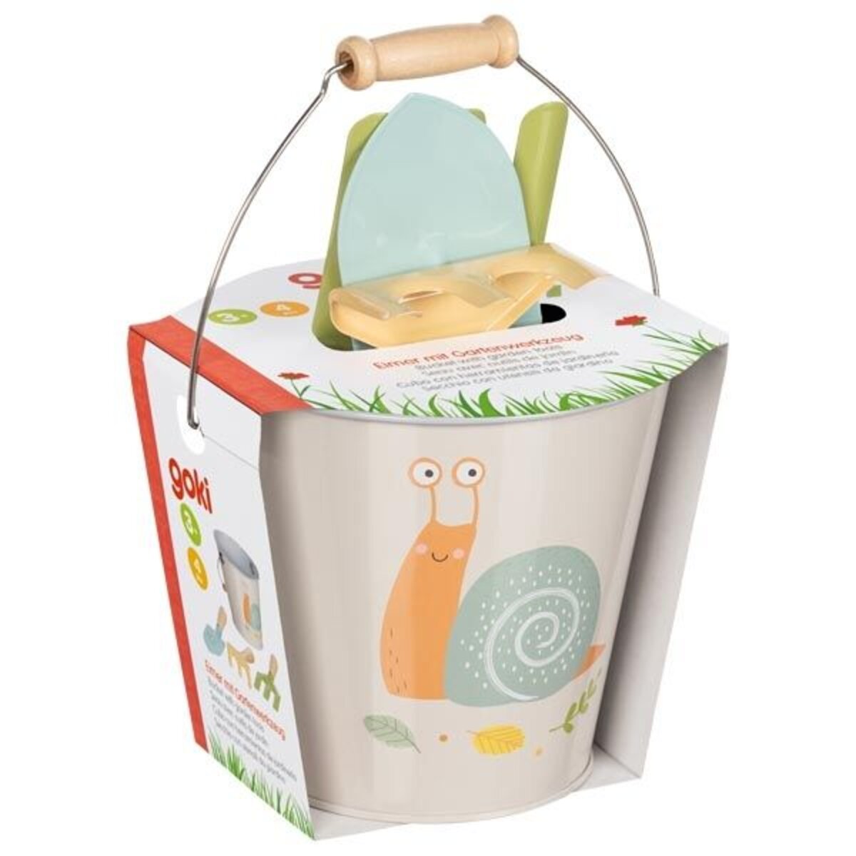 goki Eimer mit Gartenwerkzeug, Motiv Schnecke