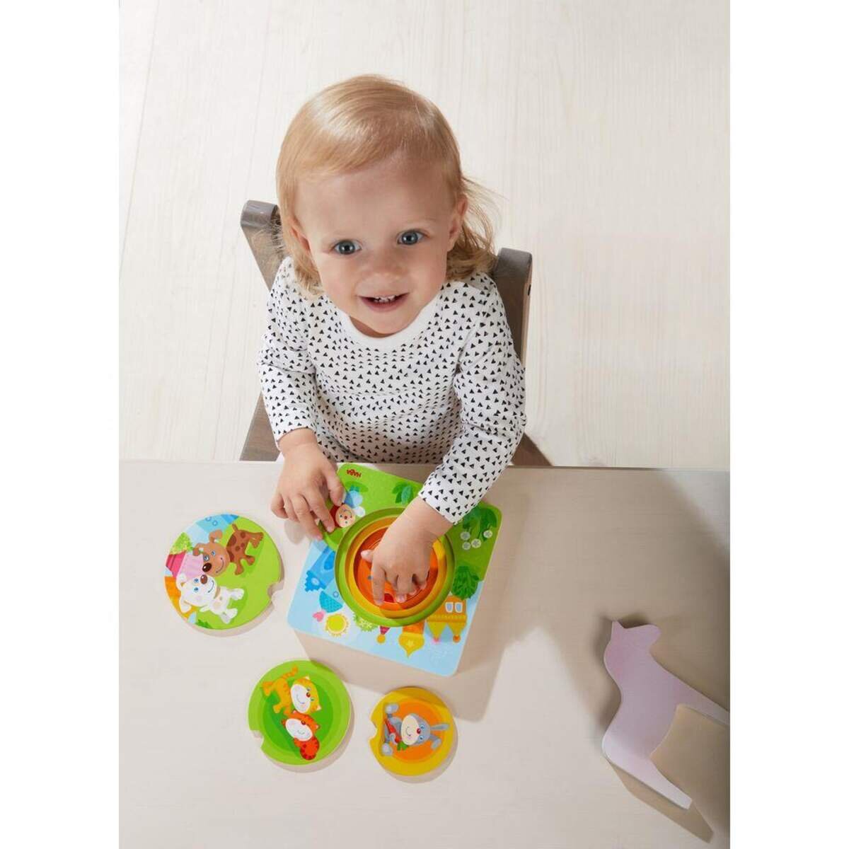 HABA 303536 Holzpuzzle Kunterbunte Tierkinder