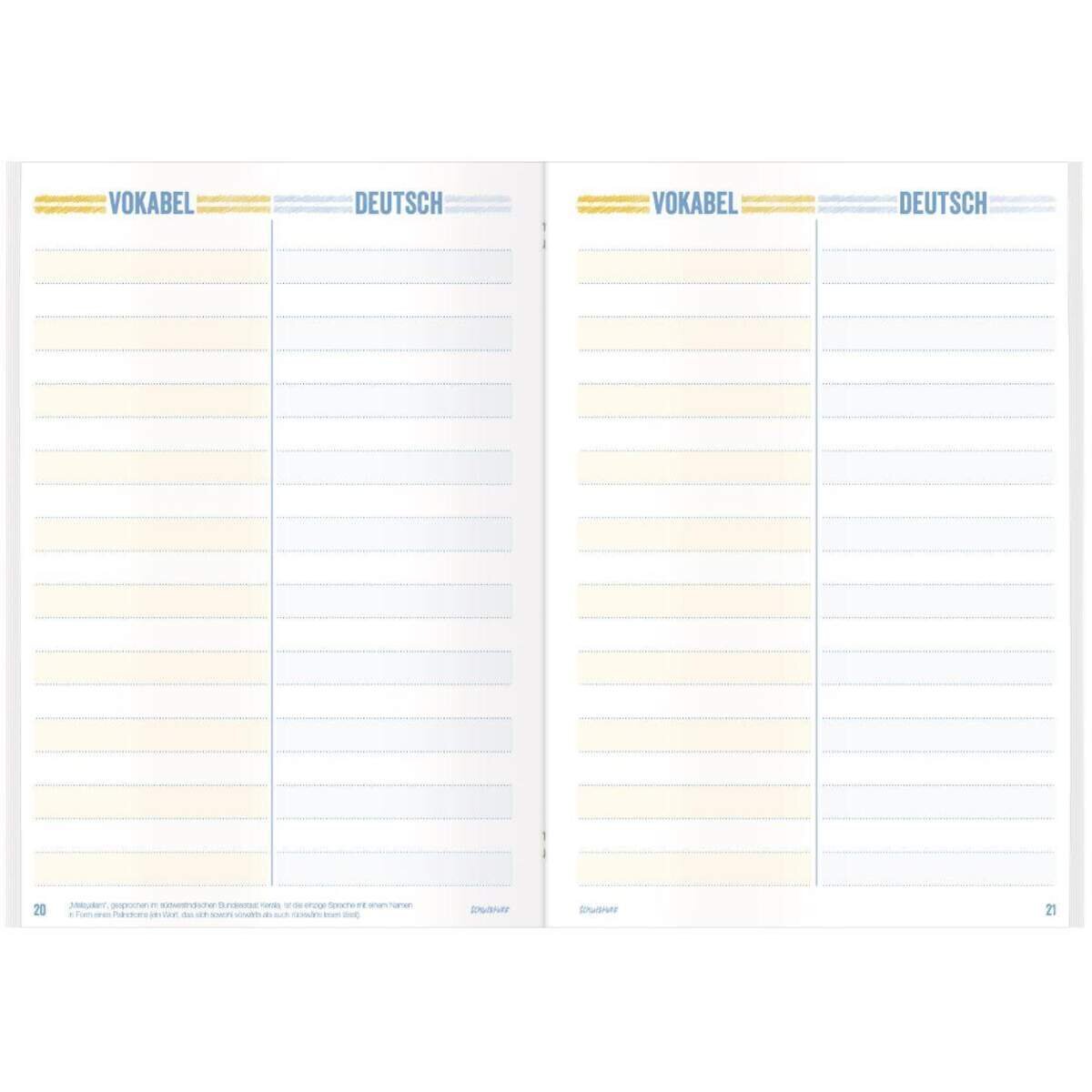 Häfft Verlag Schulstuff Vokabelheft A5, 1 Stück, 4-fach sortiert