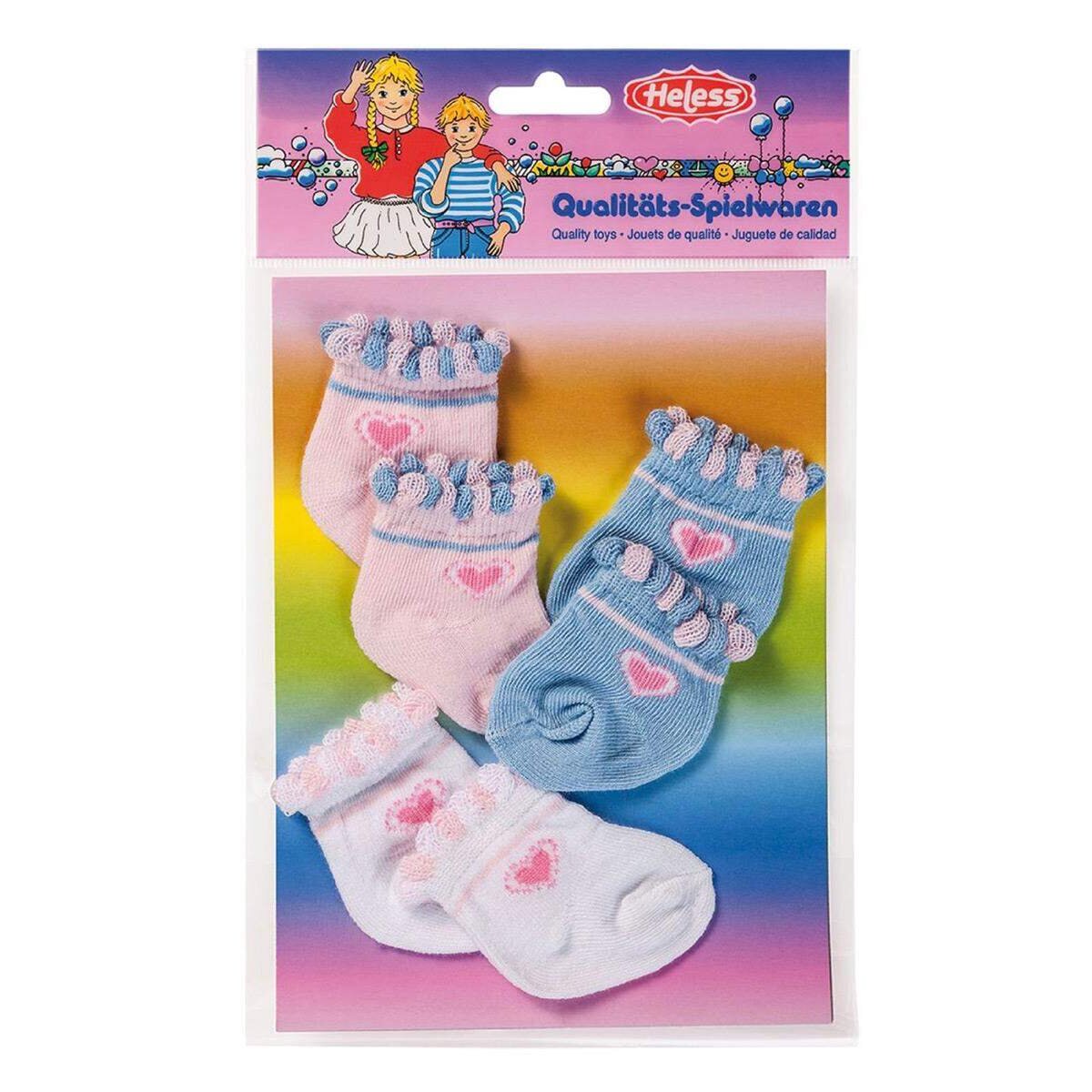 Heless Puppensöckchen einfarbig, Größe 35-46cm, 3 Paar