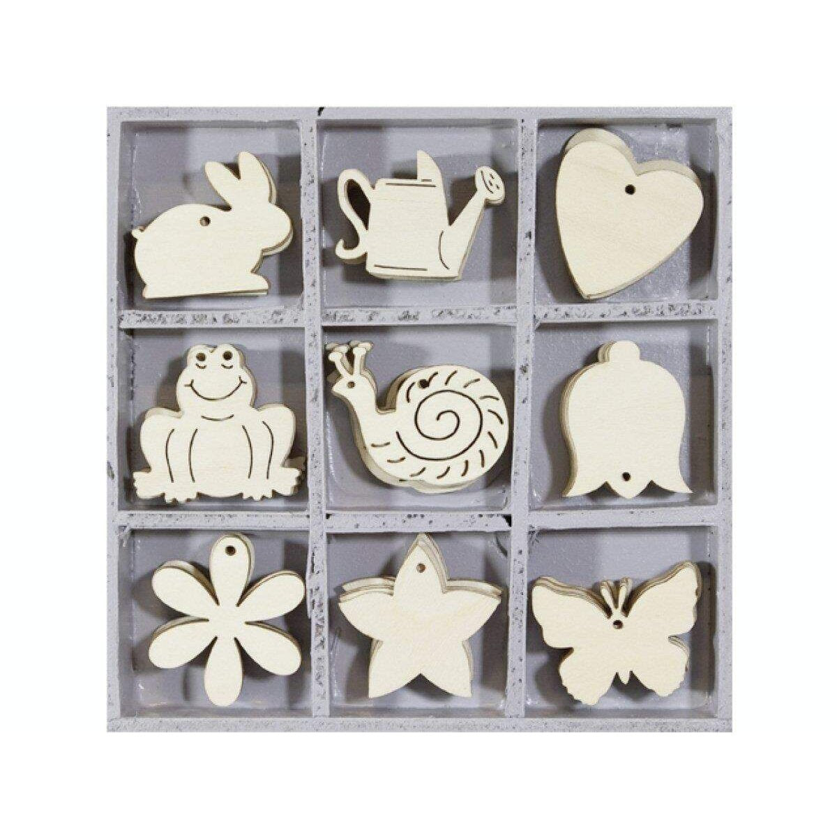 Heyda Holz-Streuschmuck/Dekoelemente Blume und Tier, natur