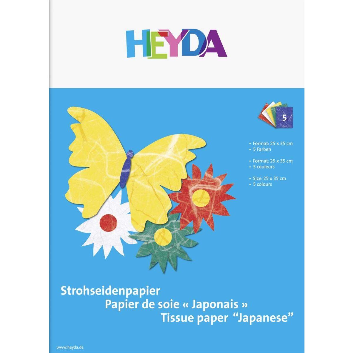 Heyda Strohseidenpapier, ca. 25 x 35cm, 25g, 5 Blatt