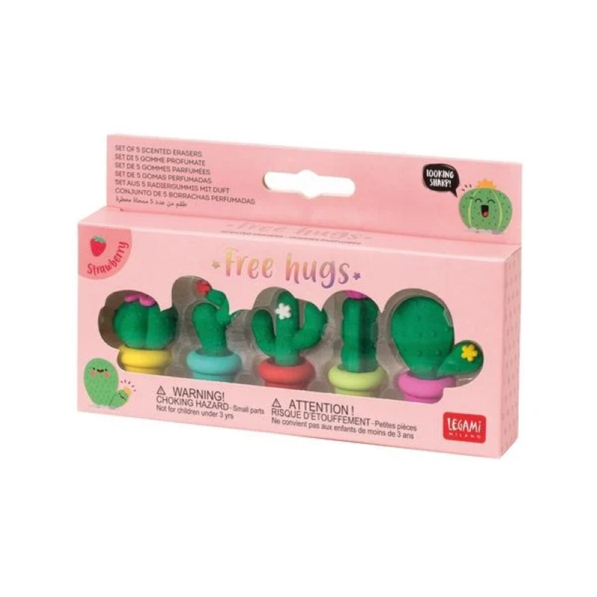 Legami Set aus Radiergummis mit Duft - Free Hugs - Kaktus