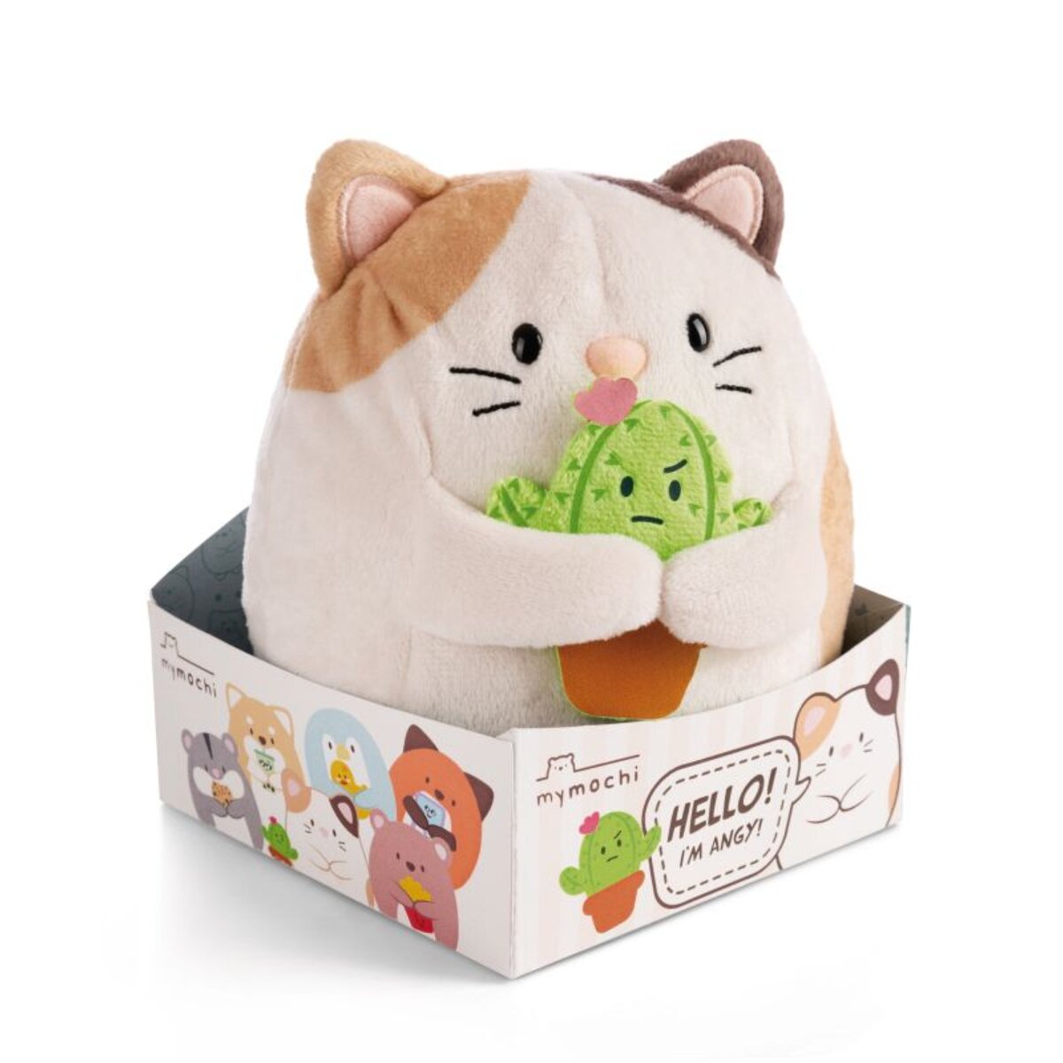 NICI Kuscheltier Katze Angy 16cm mit Kaktus in Geschenkbox 11x12x6,5cm