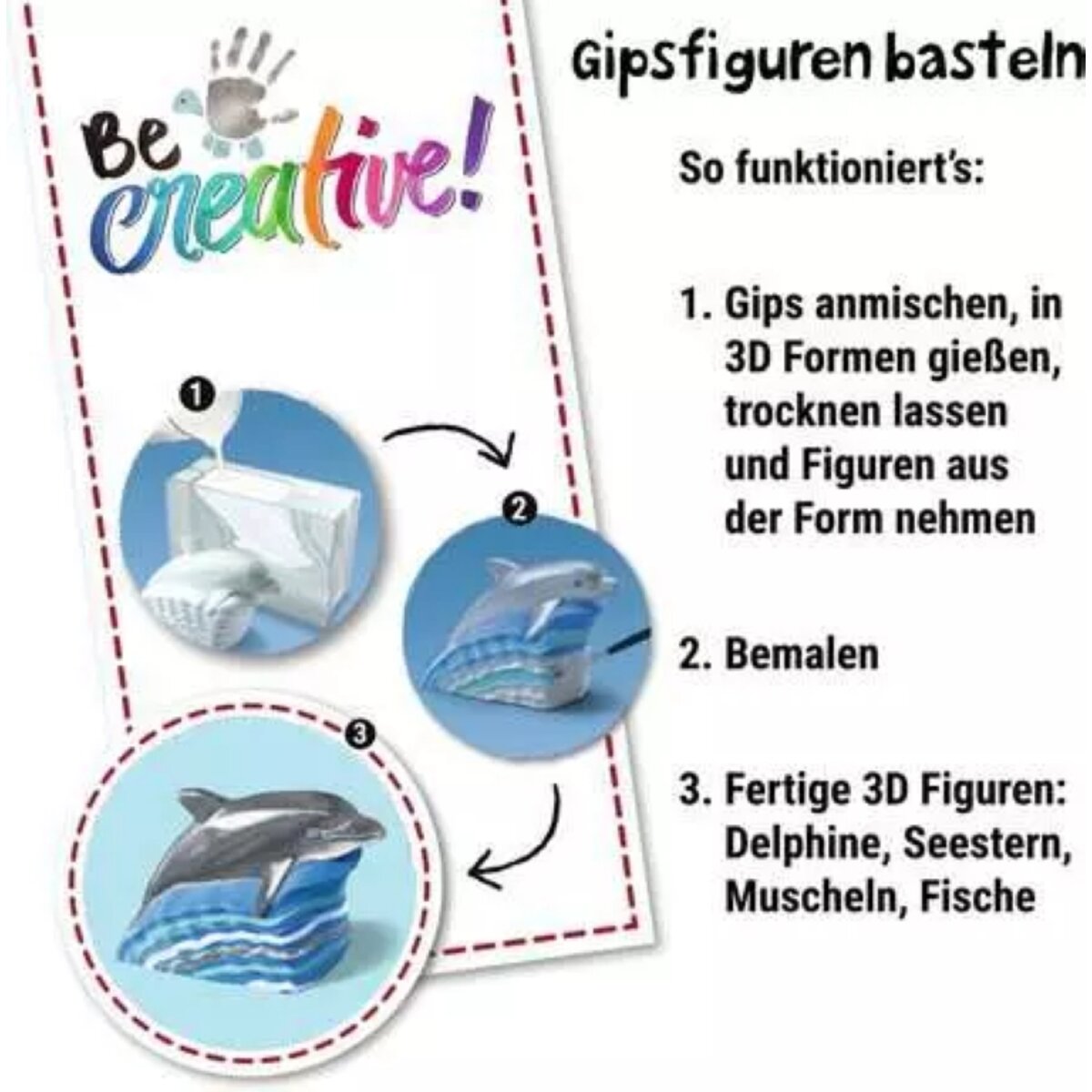 Ravensburger BeCreative Midi - Bastelset DIY Gipsfiguren gießen Delfine