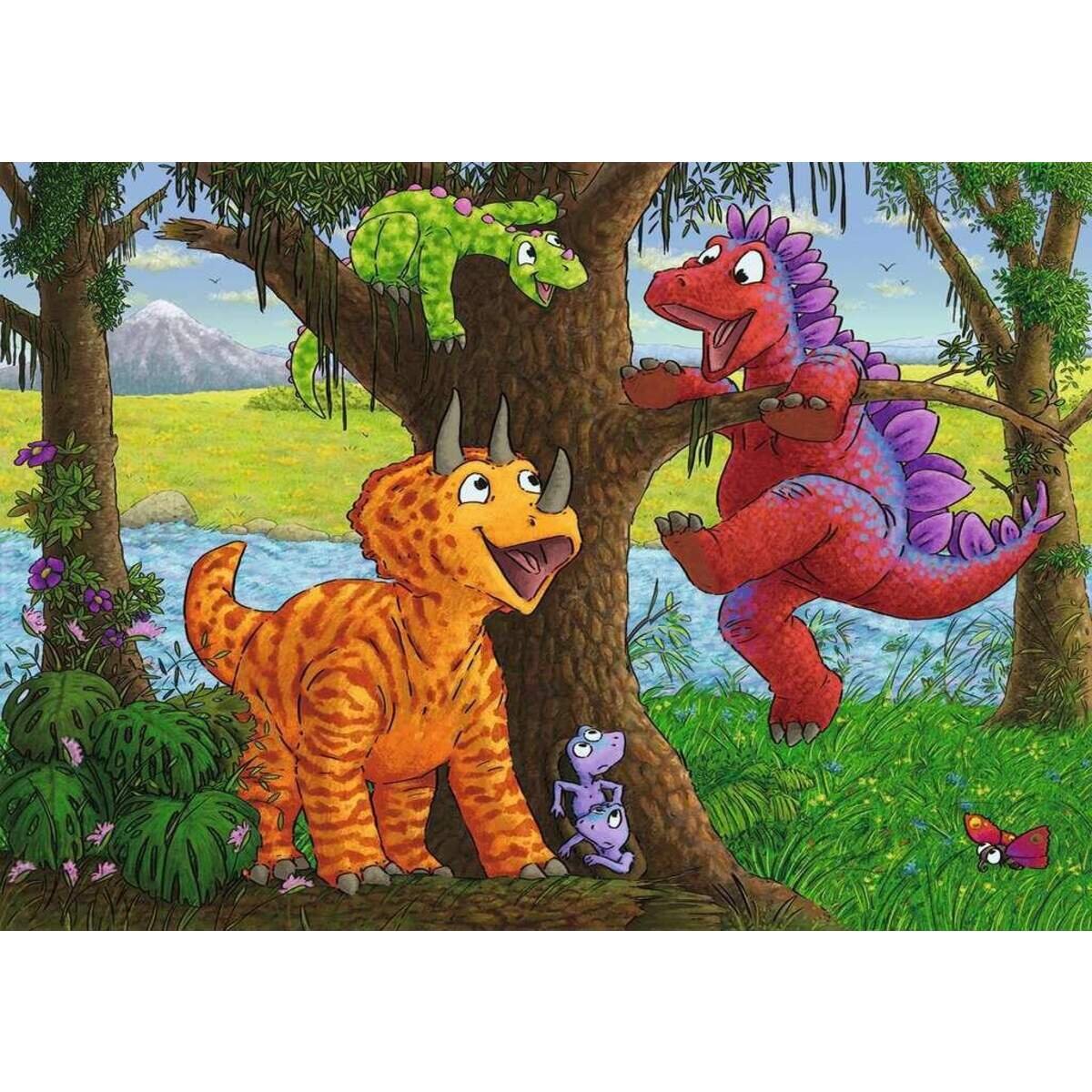 Ravensburger Kinderpuzzle Spielende Dinos, 2x24 Teile