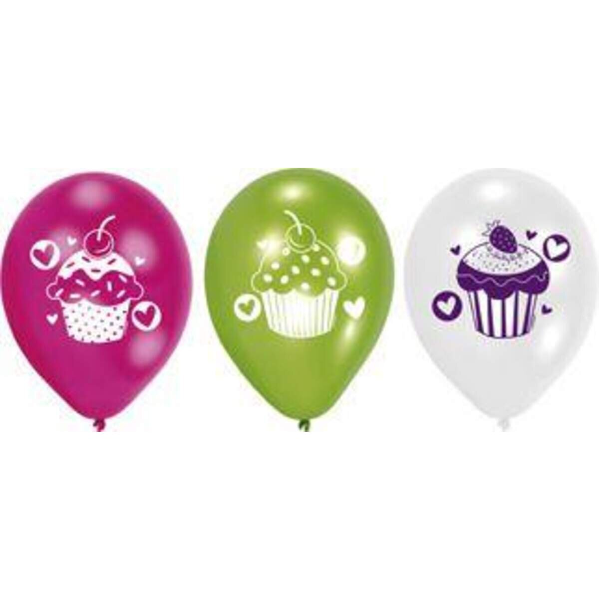 amscan 6 Latexballons Cupcake 22,8 cm