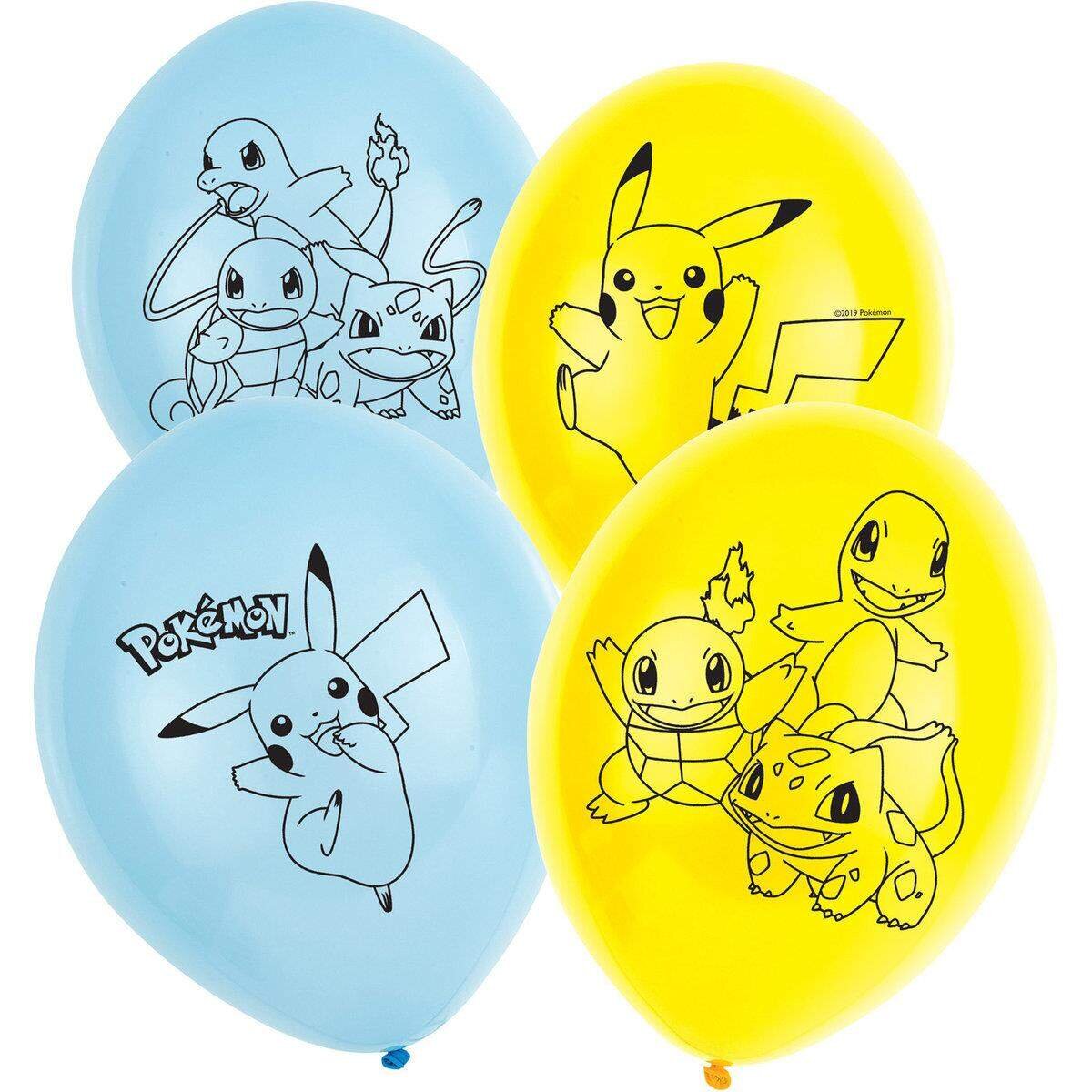 amscan 6 Latexballons Pokemon Blau & Gelb, 28 cm