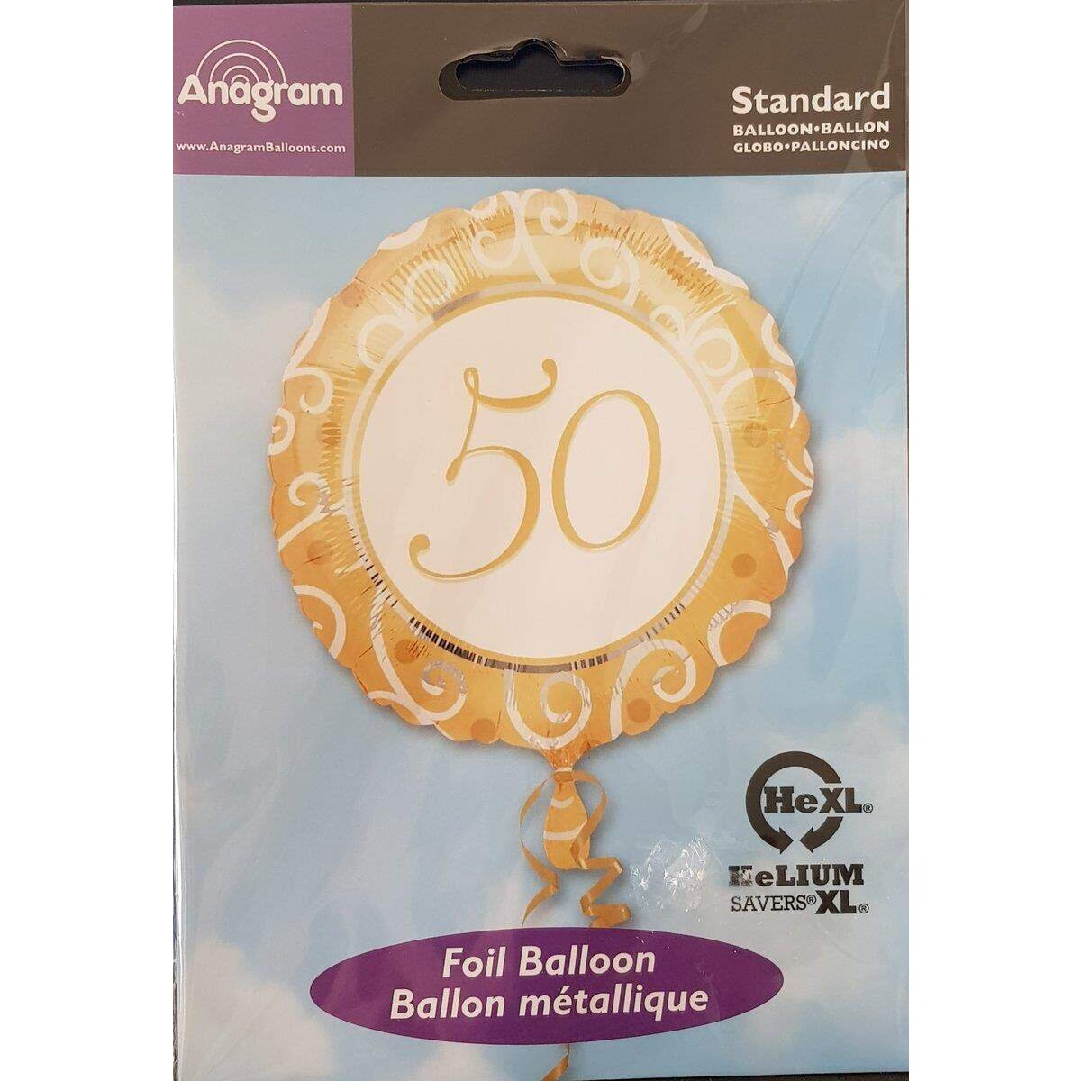 amscan Folienballon Zahl 50, Goldene Hochzeit