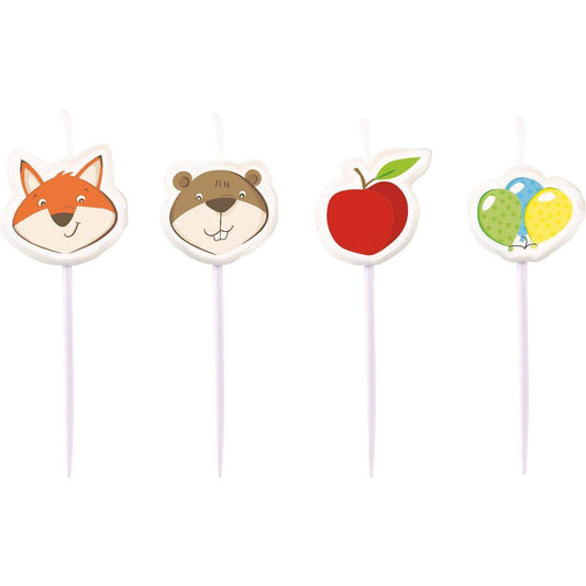 amscan Mini-Figurenkerzen Fuchs & Biber, 4 Stück