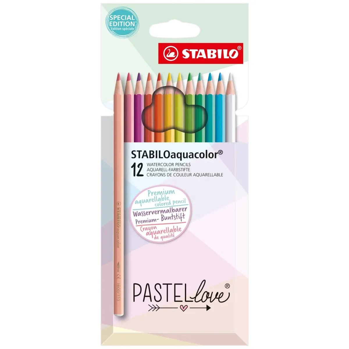 Aquarell-Buntstift - STABILOaquacolor - Pastellove Set - 12er Pack - mit 12 verschiedenen Farben