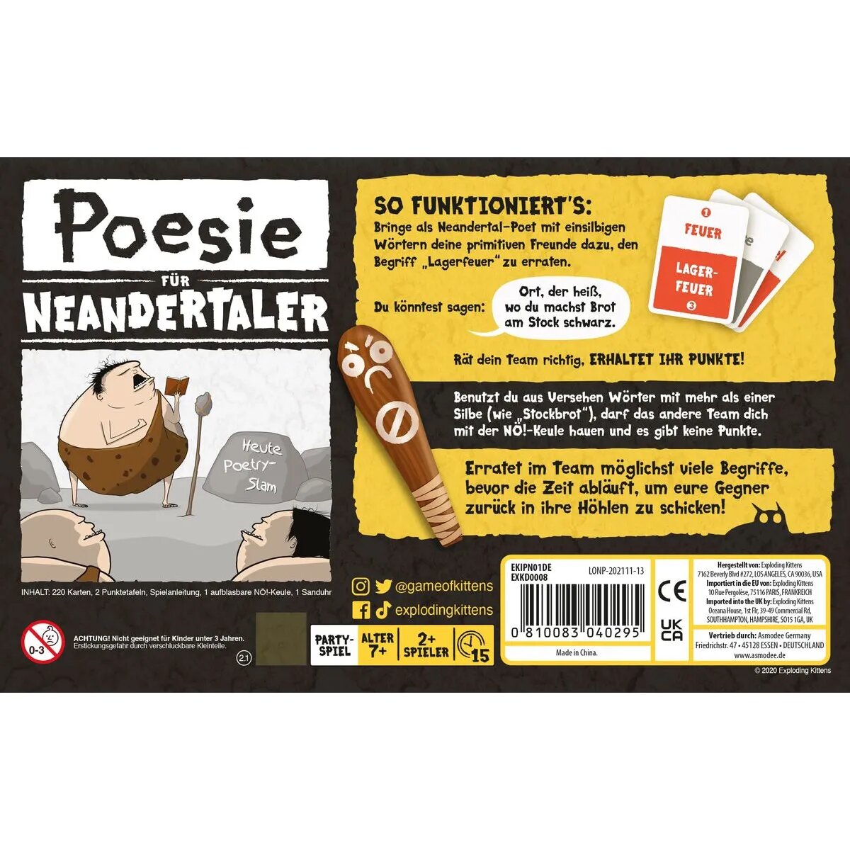 Asmodee Exploding Kittens Poesie für Neandertaler