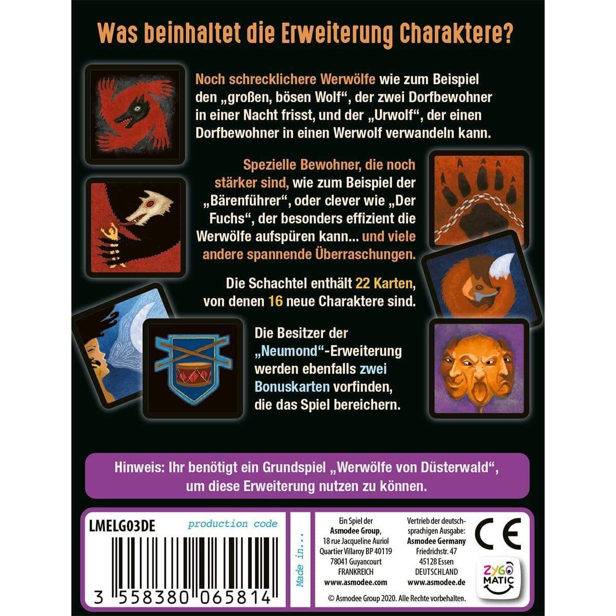Asmodee Lui-Meme Werwölfe von Düsterwald - Charaktere (neues Design) Erweiterung DE