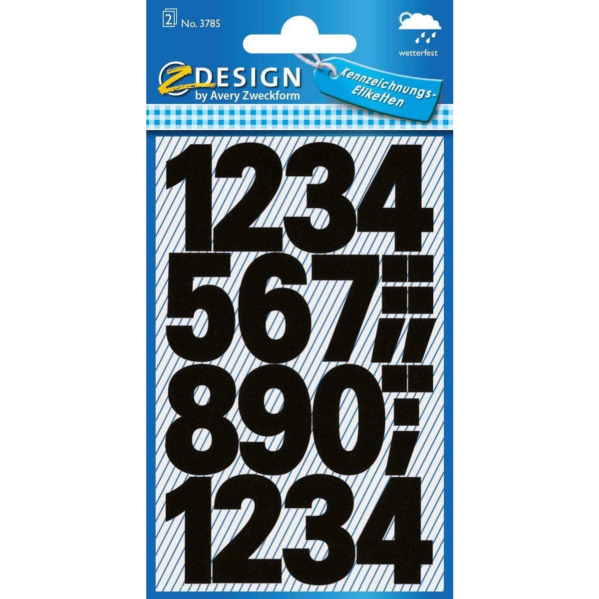 Avery Zweckform 3785, Zahlen Etiketten, Zahlen 0-9, 48 Aufkleber
