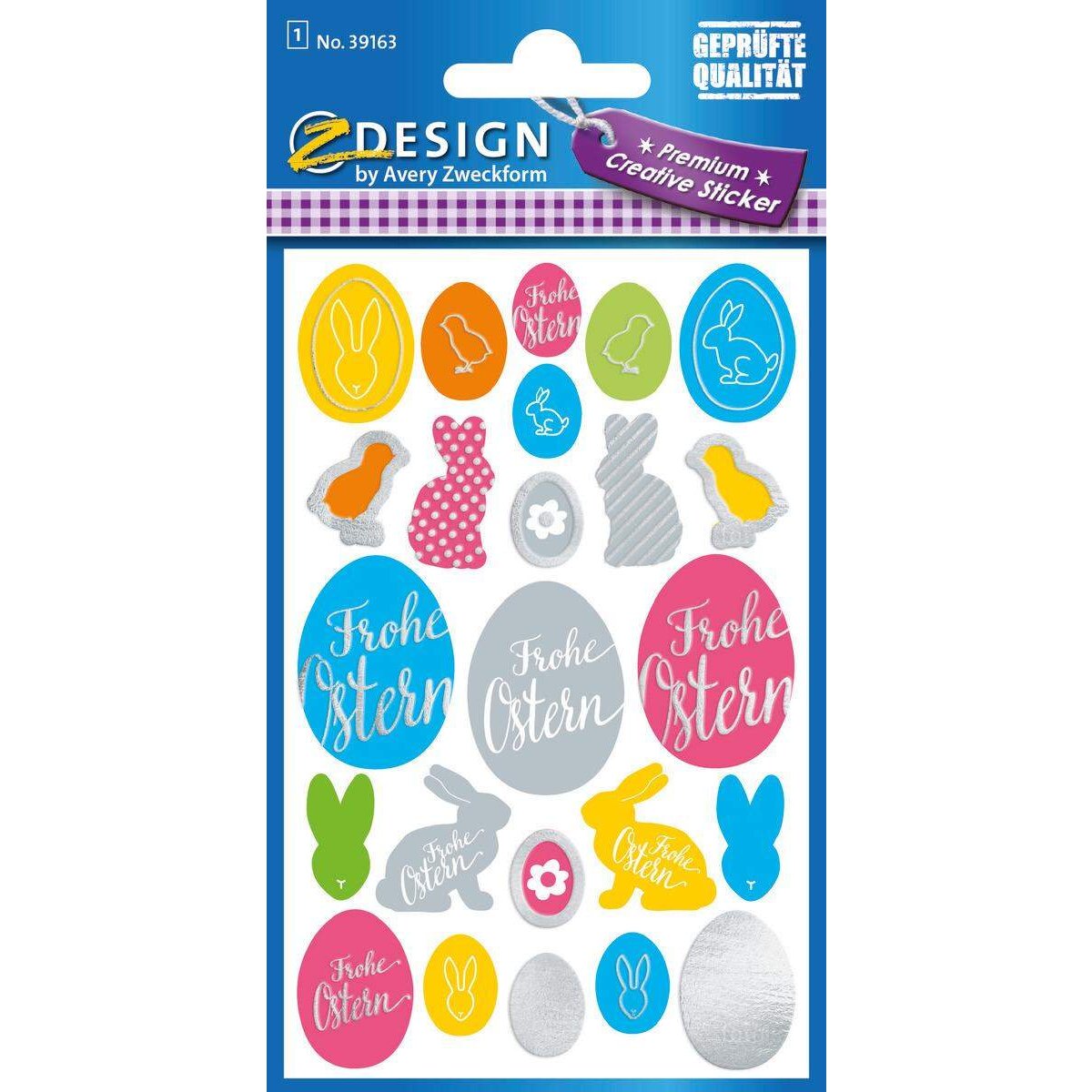 Avery Zweckform Z-Design 39163, Oster Sticker, Ostereier, 24 Aufkleber