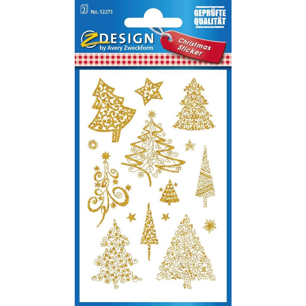 Avery Zweckform Z-Design 52273 Weihnachtssticker, Weihnachtsbäume, 2 Bogen/30 Sticker