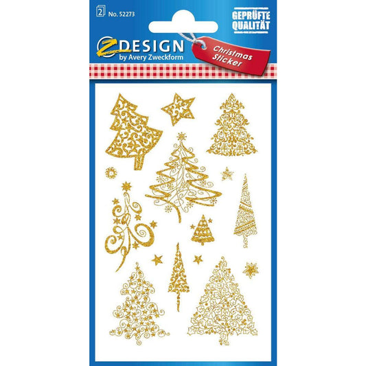 Avery Zweckform Z-Design 52273 Weihnachtssticker, Weihnachtsbäume, 2 Bogen/30 Sticker
