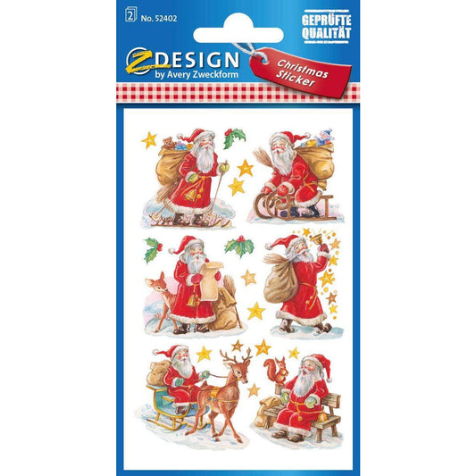 Avery Zweckform Z-Design 52402 Weihnachtssticker, Weihnachtsmänner, 2 Bogen/18 Sticker