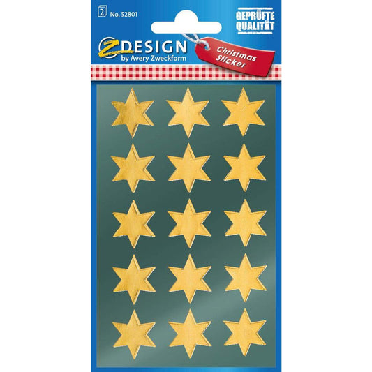 Avery Zweckform Z-Design 52801 Weihnachtssticker, Sterne, 2 Bogen/30 Sticker