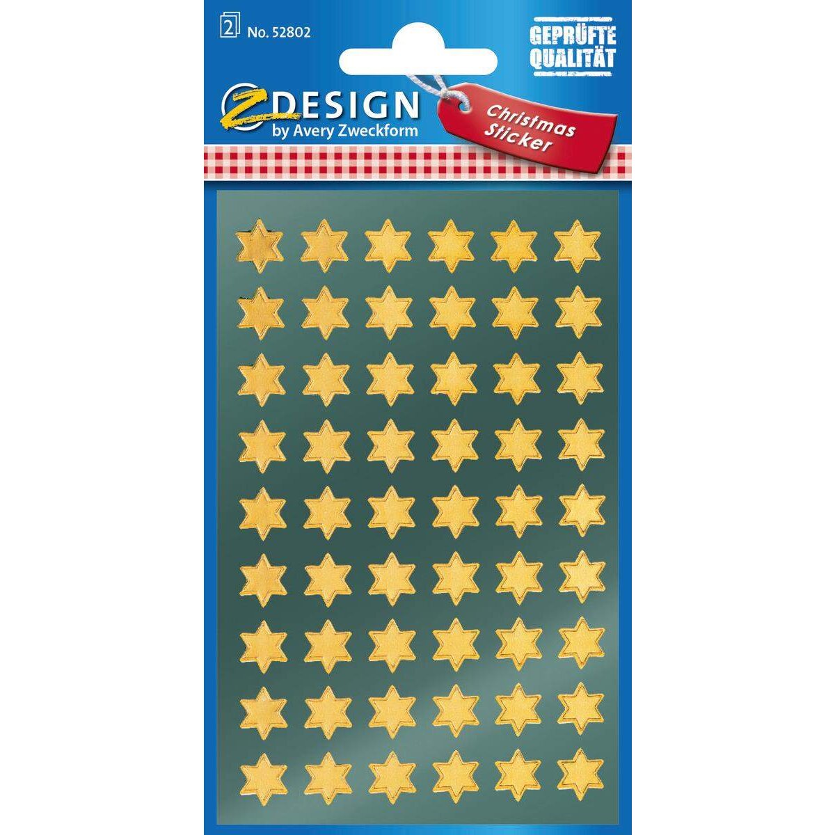 Avery Zweckform Z-Design 52802 Weihnachtssticker, Sterne, 2 Bogen/108 Sticker