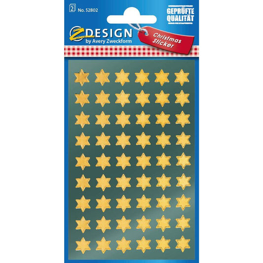 Avery Zweckform Z-Design 52802 Weihnachtssticker, Sterne, 2 Bogen/108 Sticker