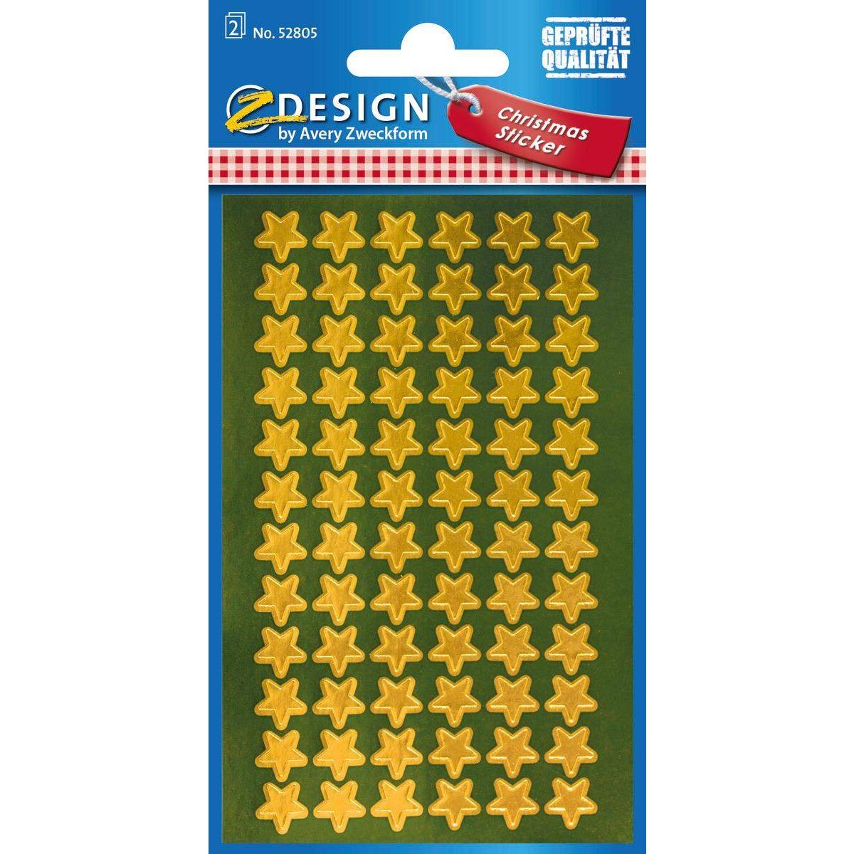 Avery Zweckform Z-Design 52805 Weihnachtssticker, Sterne, 2 Bogen/144 Sticker