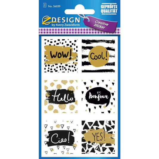 Avery Zweckform Z-Design 56039, Deko Sticker, Sprüche, 6 Aufkleber