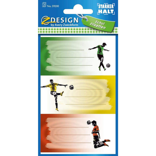 Avery Zweckform Z-Design 59200, Buchetiketten, Fußball, 6 Aufkleber