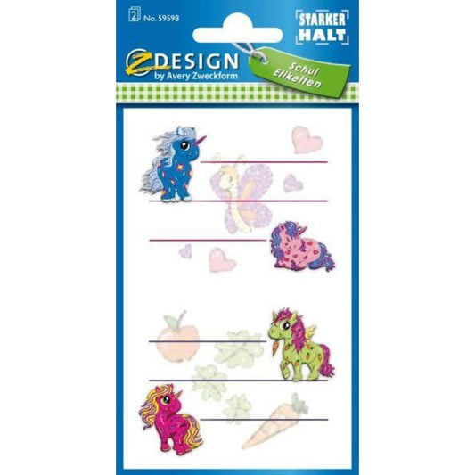 Avery Zweckform Z-Design 59598, Buchetiketten, Einhorn, 4 Aufkleber