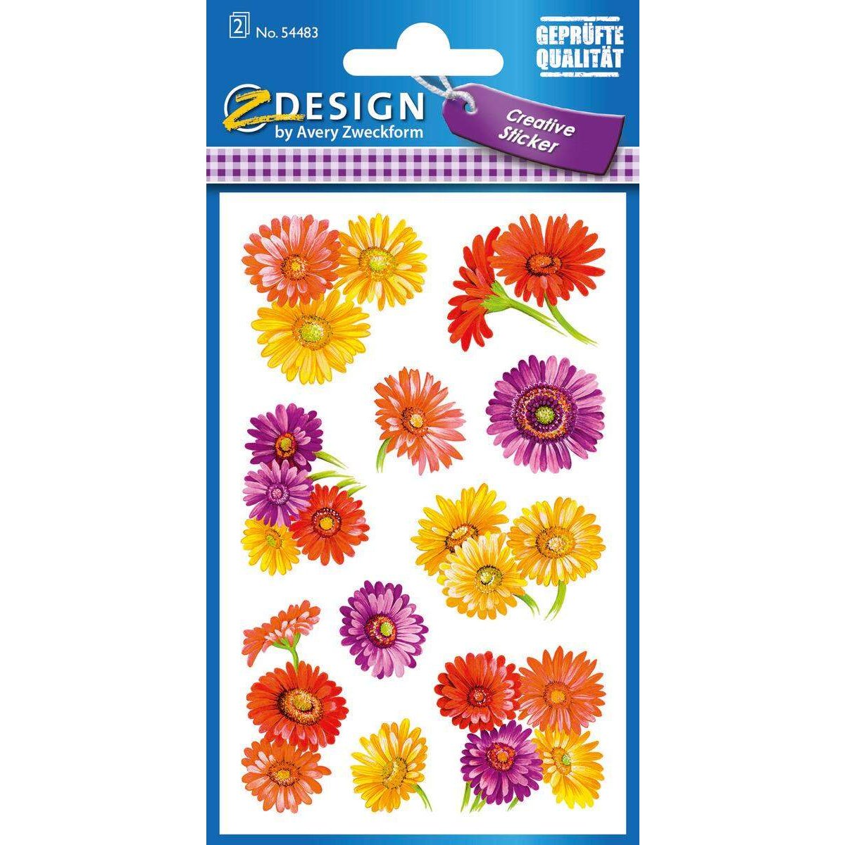 Avery Zweckform Z-Design Deko Sticker, Gerbera, 2 Bogen/20 Sticker