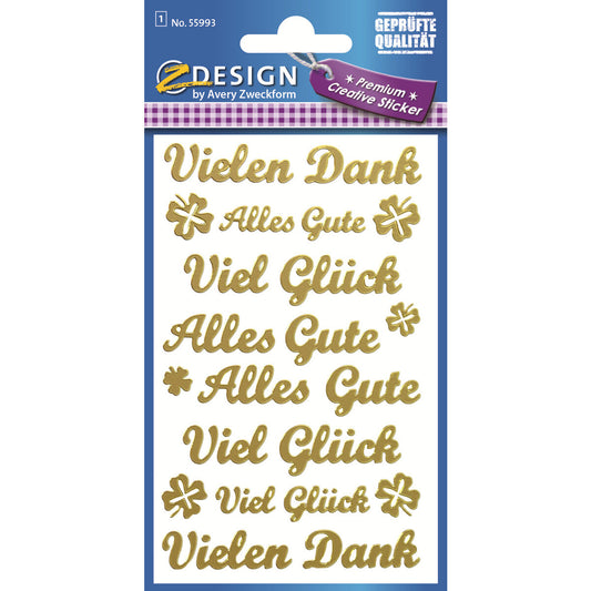 Avery Zweckform Z-Design Deko Sticker, Schriftzüge, 1 Bogen/14 Sticker