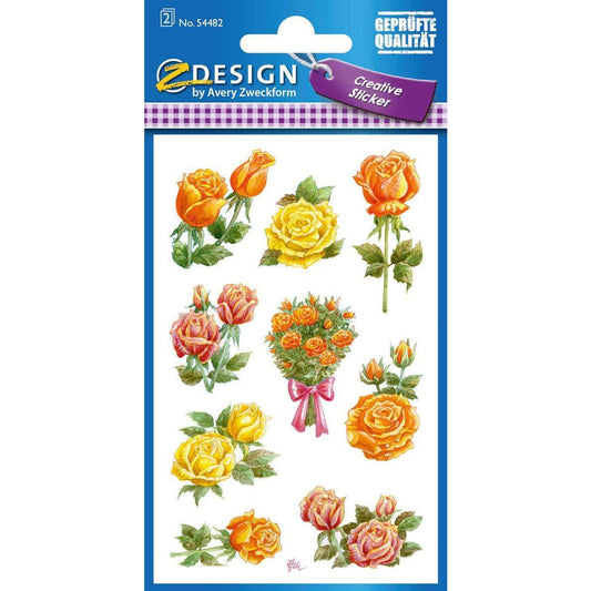 Avery Zweckform Z-Design Deko Sticker, Rosen, 2 Bogen/18 Sticker