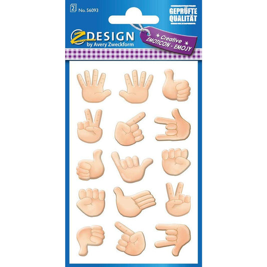 Avery Zweckform Z-Design Deko Sticker, Emoticon Hand, 2 Bogen/30 Sticker