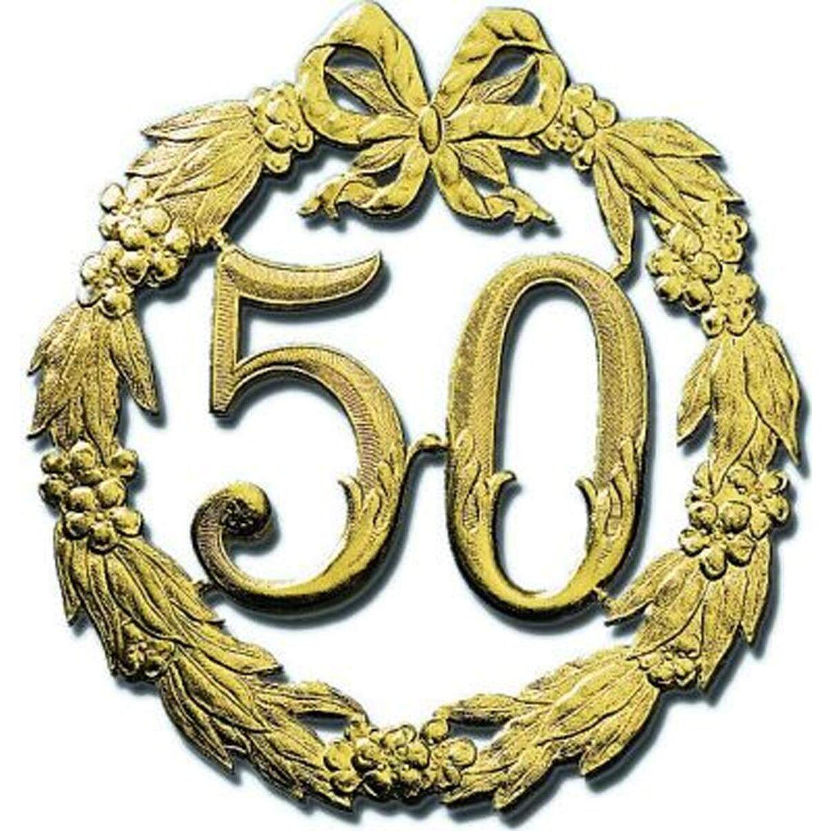 Bacher & Demmler Jubiläumszahl 50, gold, 24cm