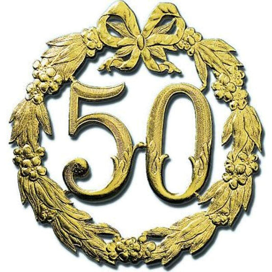 Bacher & Demmler Jubiläumszahl 50, gold, 24cm