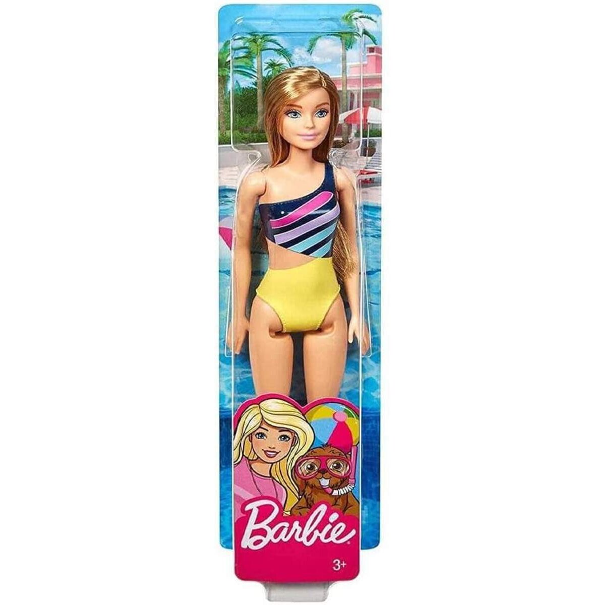 Barbie Beach Puppe mit Badeanzug im Streifenmuster