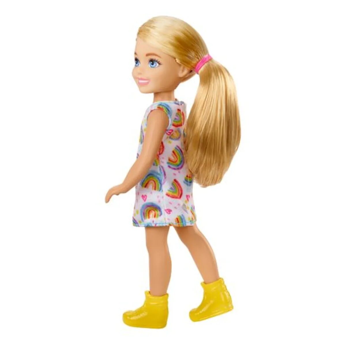 Barbie Chelsea-Puppe (blond) in Regenbogenkleid, Spielzeug für Kinder ab 3 Jahren
