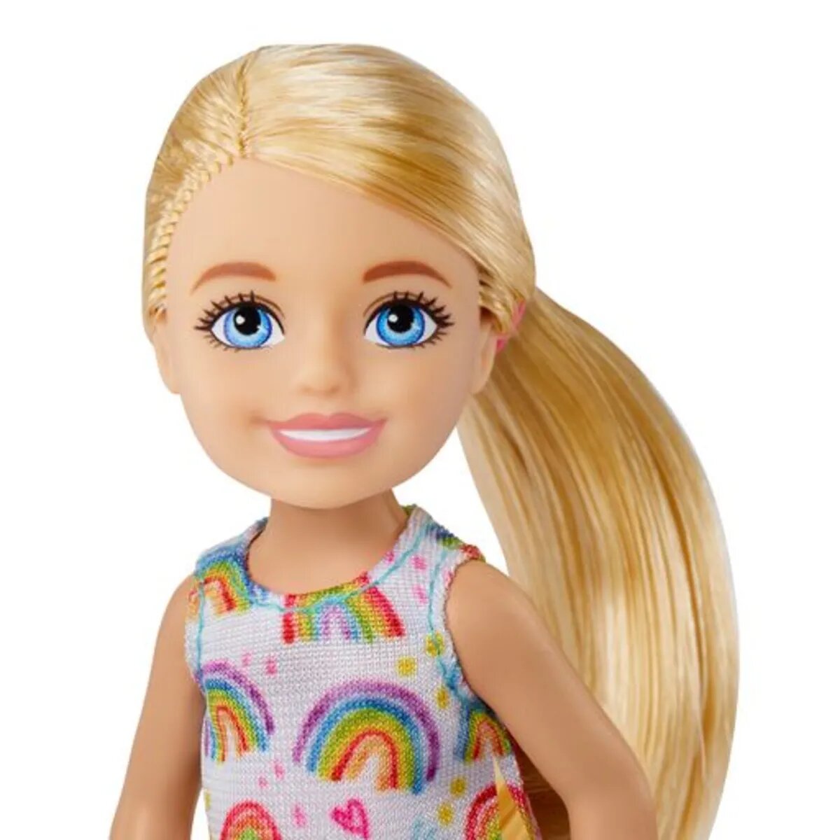 Barbie Chelsea-Puppe (blond) in Regenbogenkleid, Spielzeug für Kinder ab 3 Jahren