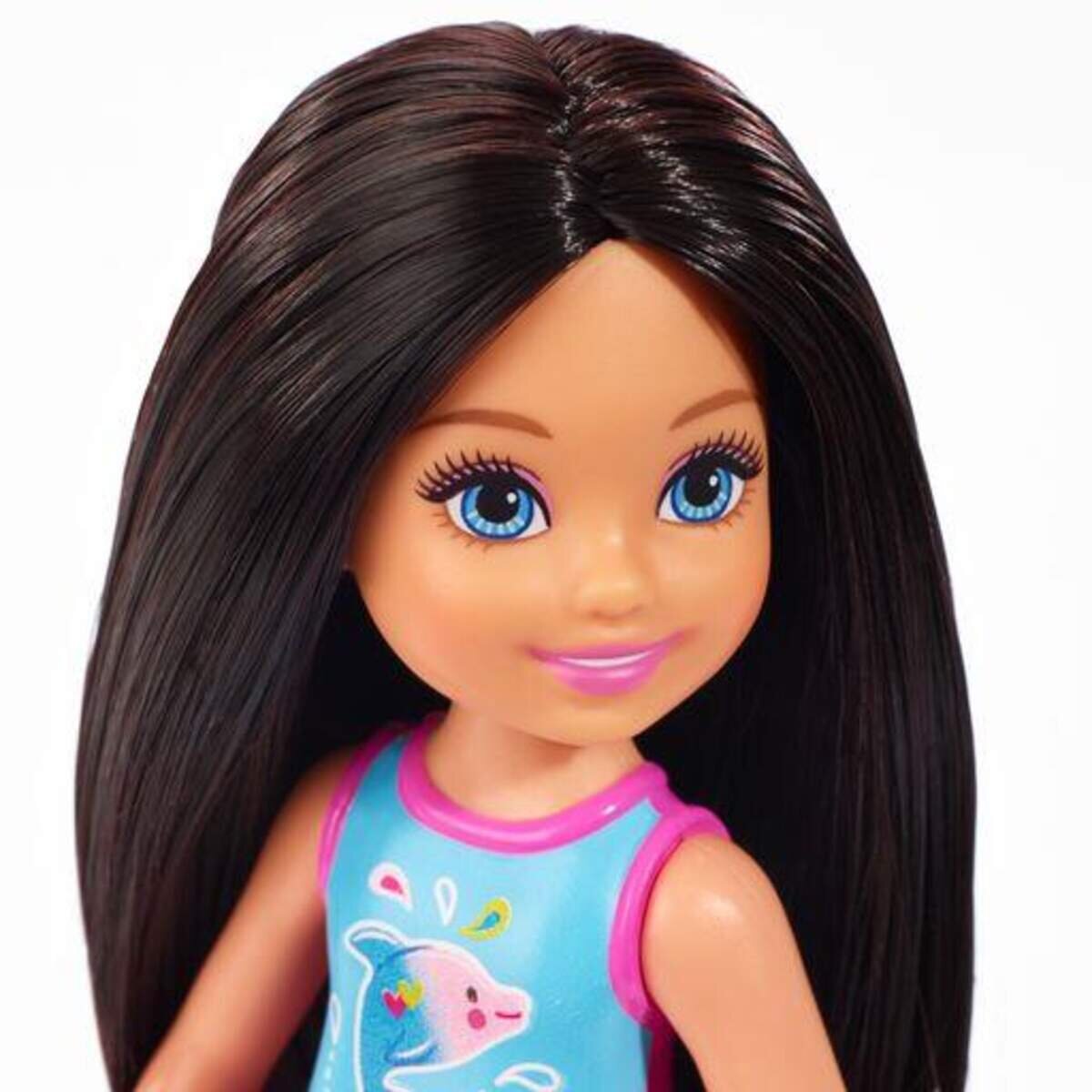 Barbie Chelsea Puppe im Badeanzug mit schwarzen Haaren